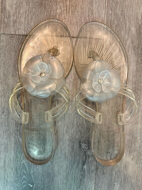 Talbots Clear Jelly Sandals with Floral Accent